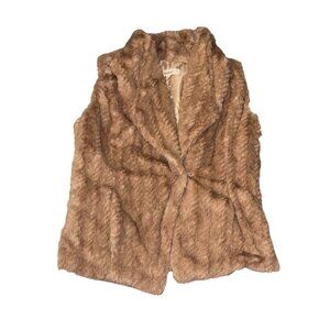 Wildflower Womens Faux Fur Vest Size S Brown 100% Polyester
